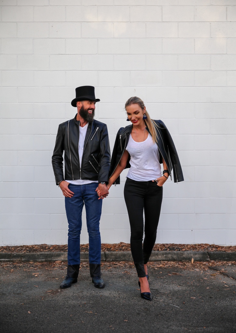 Leather Jacket, Couple shot, Denim, Sunshine Coast, Fashion Blogger, Jill Wright